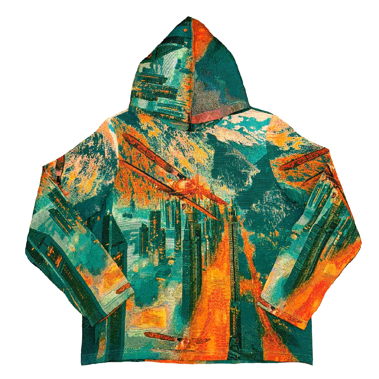 “NEW ADVENTURES” JACQUARD HOODIE /GREEN