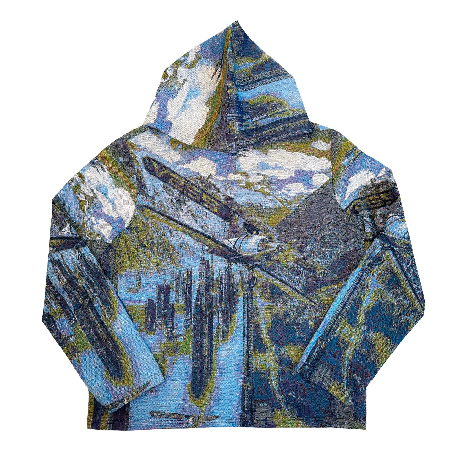 “NEW ADVENTURES” JACQUARD HOODIE/GREY