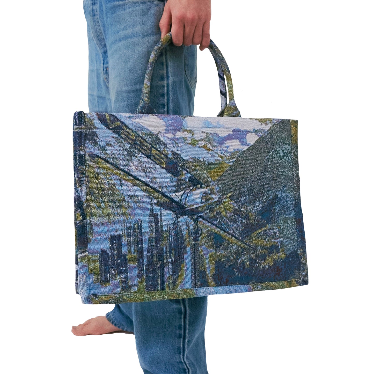 “NEW ADVENTURES“ JACQUARD TOTE BAG/GREY