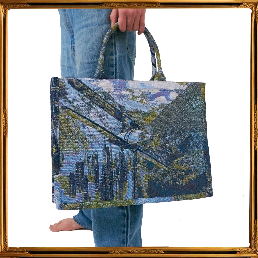“NEW ADVENTURES“ JACQUARD TOTE BAG/GREY