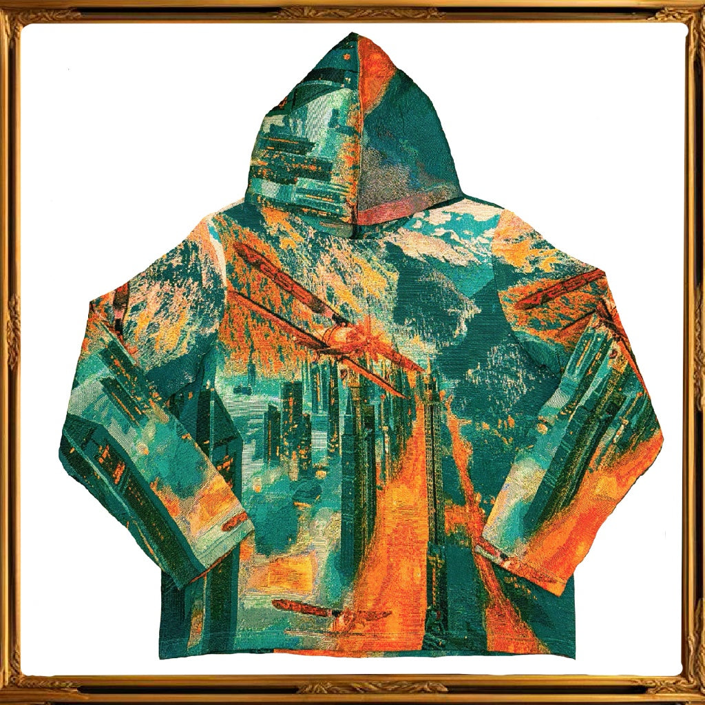 “NEW ADVENTURES” JACQUARD HOODIE /GREEN