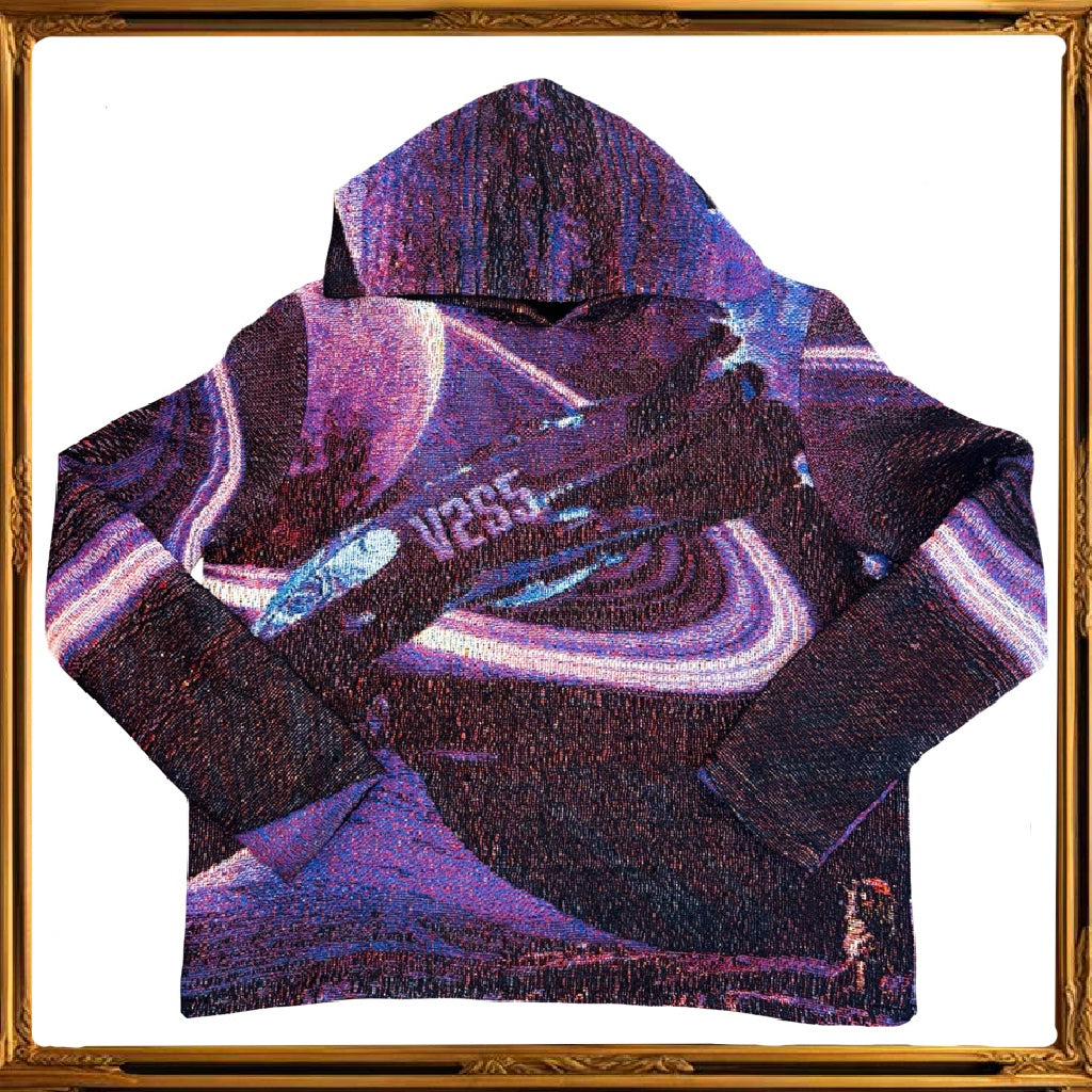 "BE AMBITIOUS" TAPESTRY HOODIE /PURPLE
