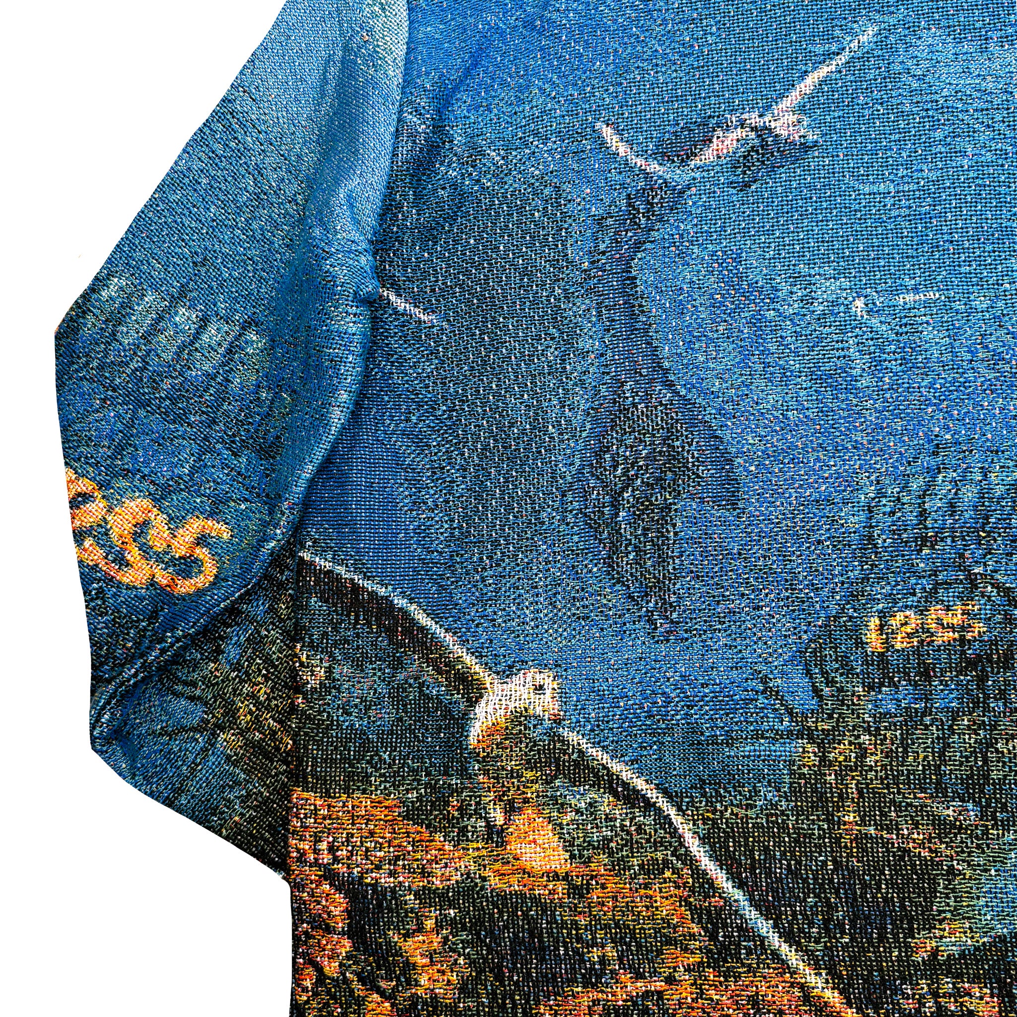 “NEW DISCOVERIES” TAPESTRY HOODIE /BLUE