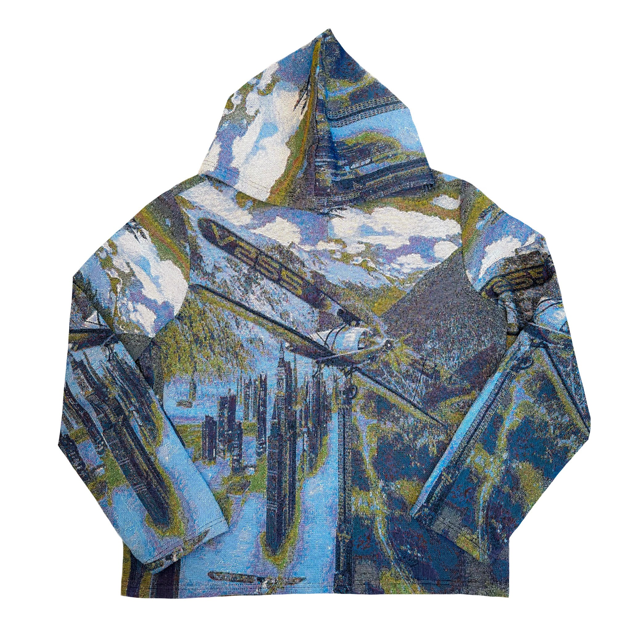 NEW ADVENTURES” JACQUARD HOODIE/GREY – V2S5